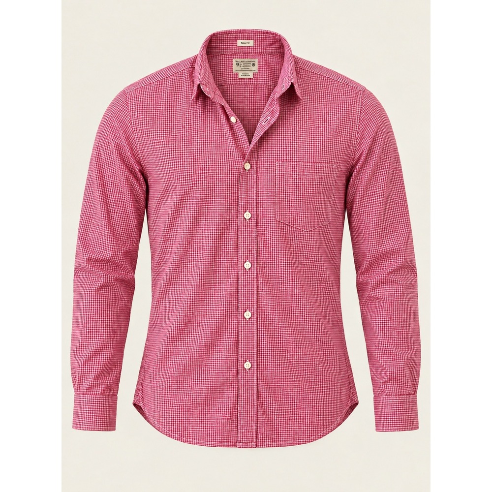 J.Crew Slim Fit Gingham Button Down Shirt Mens Medium Red White
